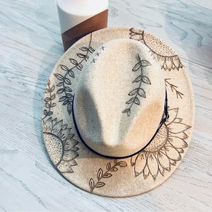 NWOT Custom hand burned fedora
